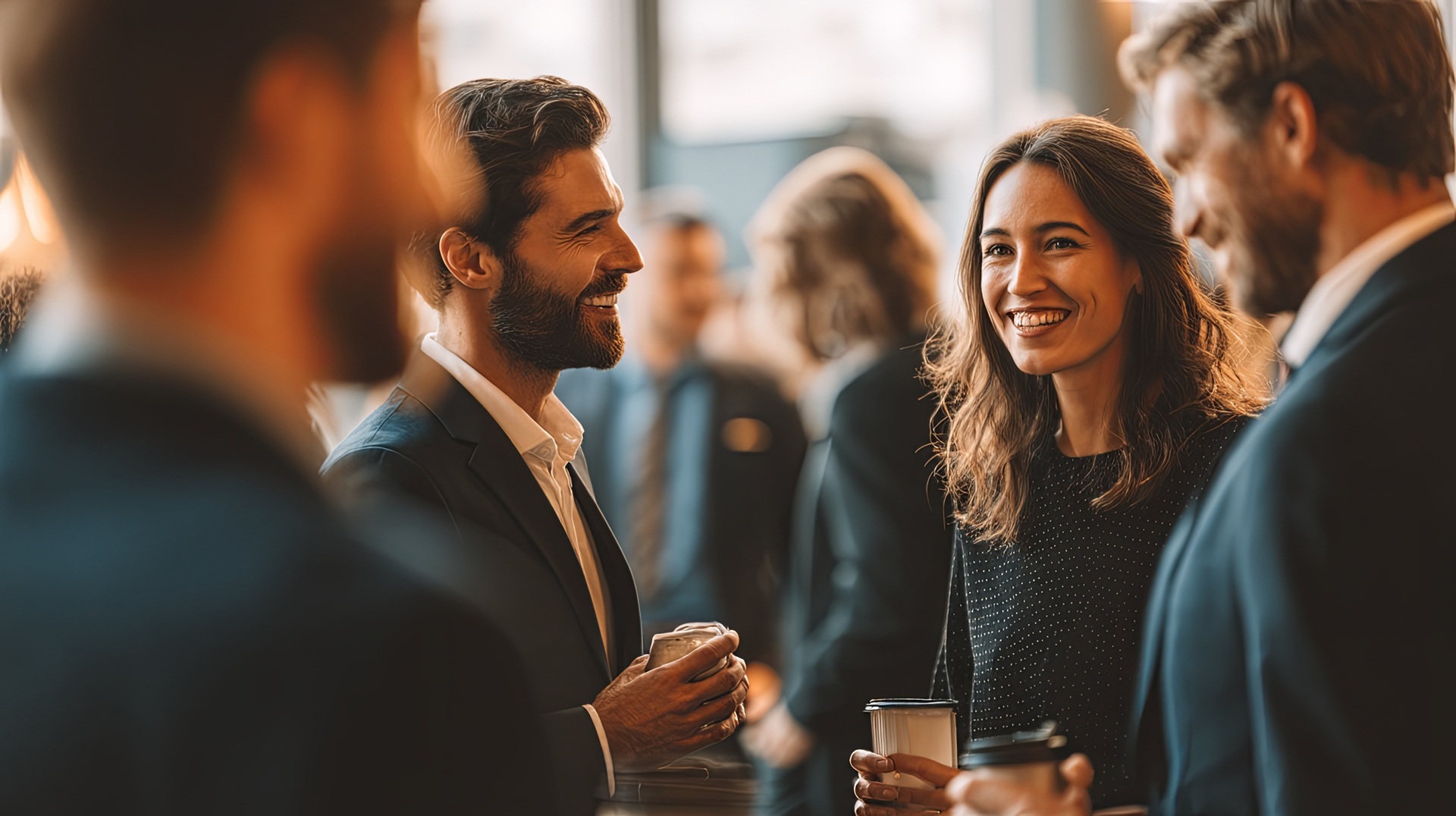 Elegante Gaeste im angenehmen Gespräch auf Event | München Escort
